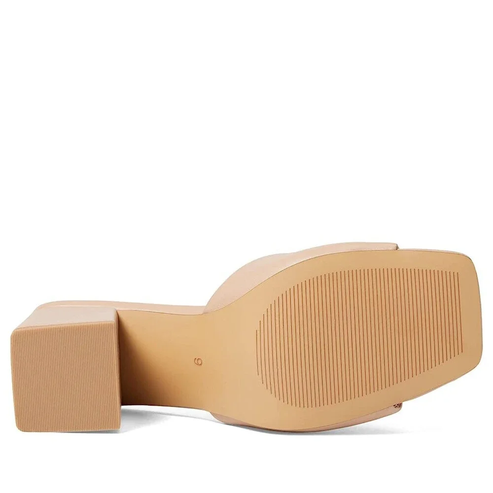 FARYL by Farylrobin Zoey Sandals Women's US 10 Sand Leather Block Heel GAL1104